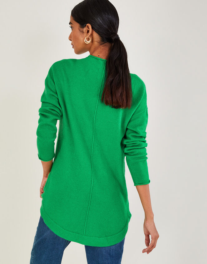 High Neck Longline Jumper with Recycled Polyester, Green (GREEN), large