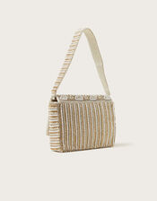 Pearl Geometric Embellished Bridal Shoulder Bag, , large
