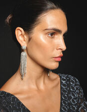 Diamante Tassel Drop Earrings, , large
