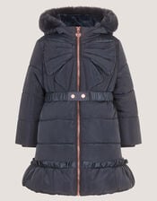 Bonita Bow Padded Coat, Blue (NAVY), large