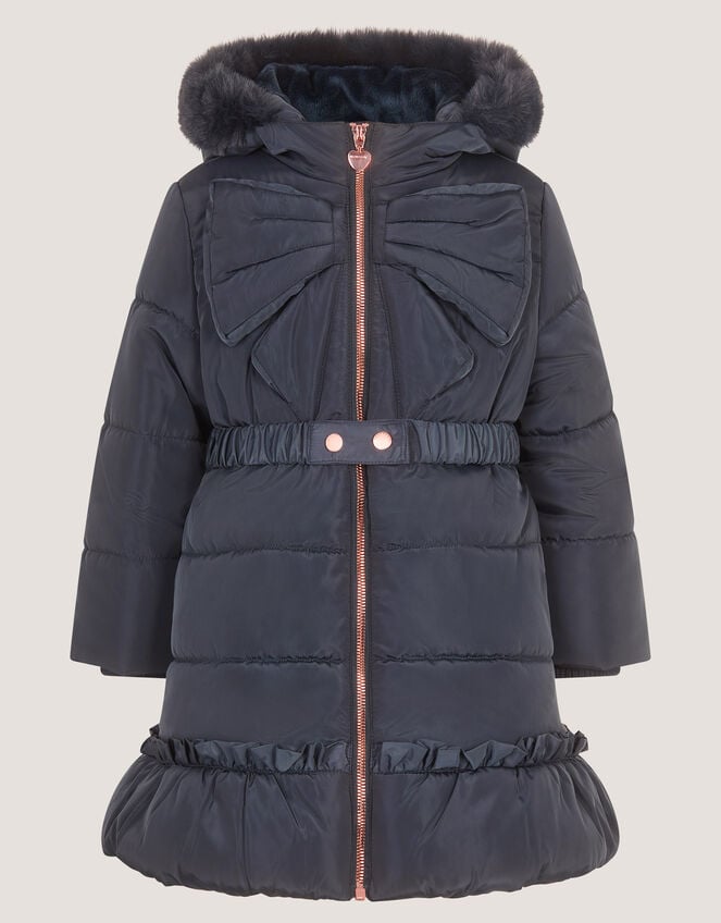 Bonita Bow Padded Coat, Blue (NAVY), large