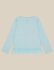 Penguin Frill Long Sleeve Top, Blue (BLUE), large