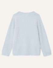 Sequin Unicorn Fluffy Jumper, Blue (BLUE), large