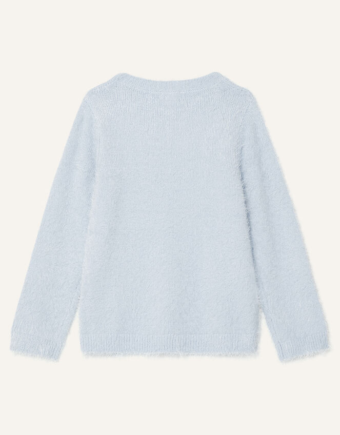 Sequin Unicorn Fluffy Jumper, Blue (BLUE), large