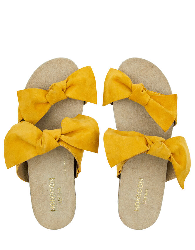 Betty Bow Suede Sandals, Yellow (OCHRE), large