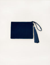 Quilted Velvet Clutch Bag, , large