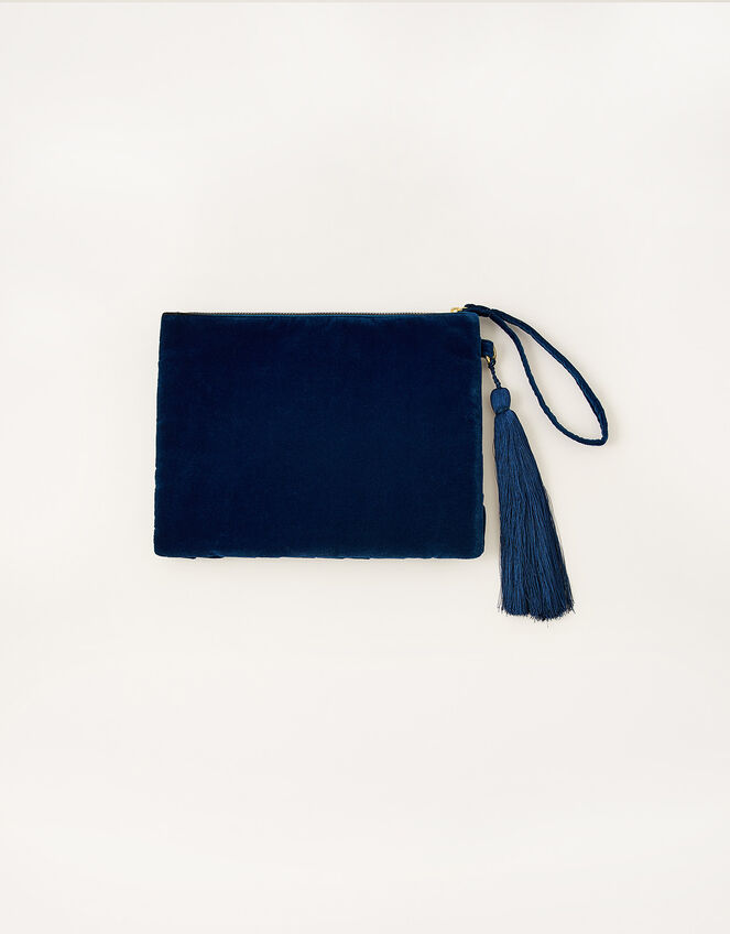 Quilted Velvet Clutch Bag, , large