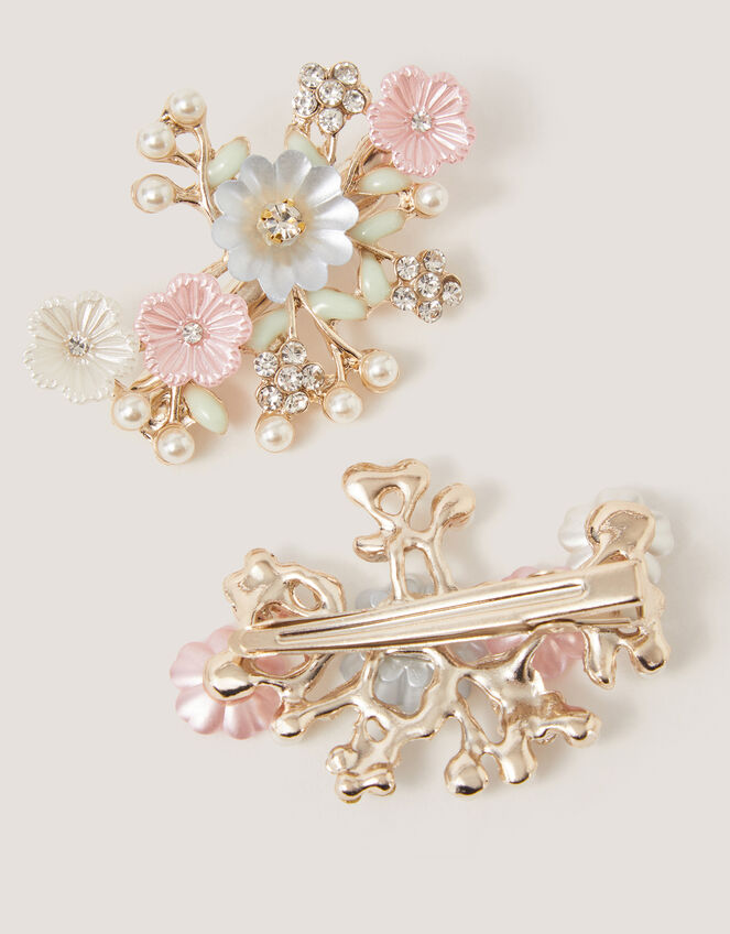 2-Pack Pearly Flower Hair Clips, , large