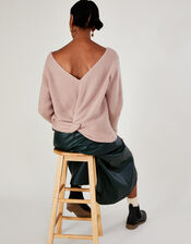 V-Back Metallic Twist Sweater with Recycled Polyester, Pink (BLUSH), large