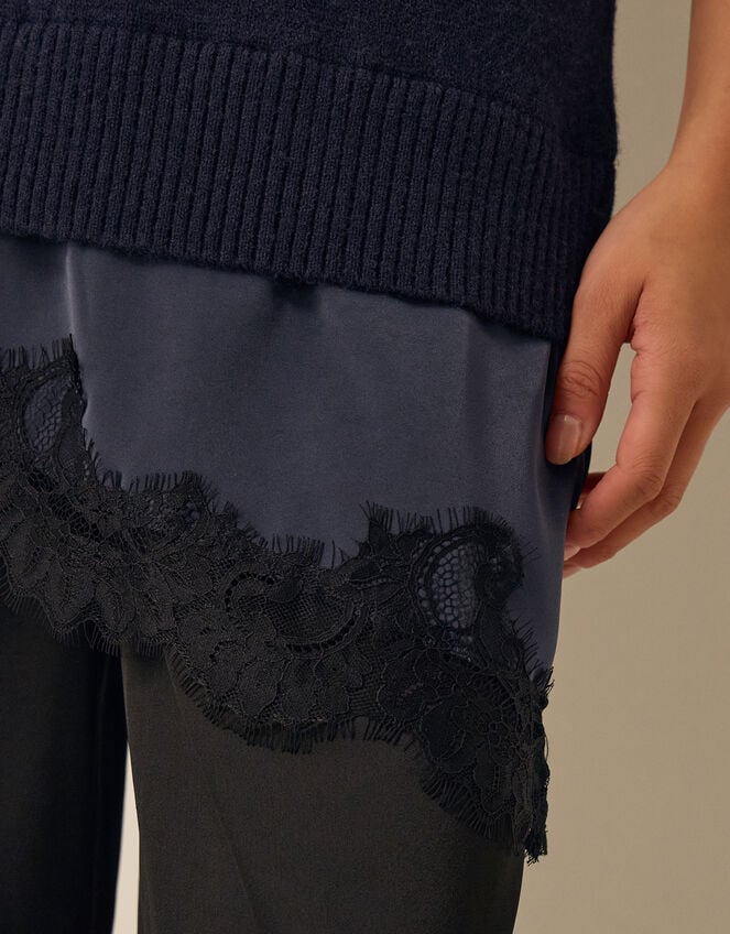 Lilah Lace Trim Sweater, Blue (NAVY), large