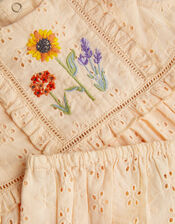 Newborn Broderie Dress and Briefs, Pink (PALE PINK), large