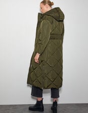 Phoebe Fleece Quilted Puffer Coat, Green (KHAKI), large
