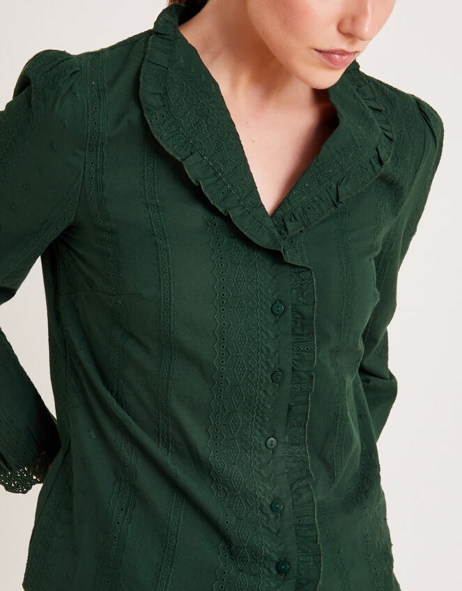 Cora Embroidered Shirt, Green (GREEN), large