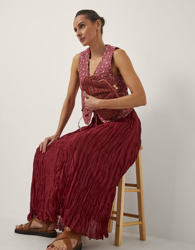 Odessa Crinkle Maxi Skirt, Red (CHERRY), large