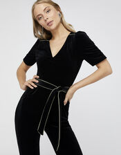 Kimberley Velvet Jumpsuit, Black (BLACK), large
