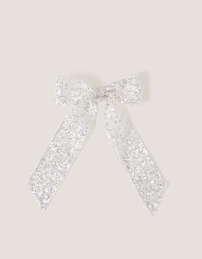 Sequin Bow Hair Clip, , large