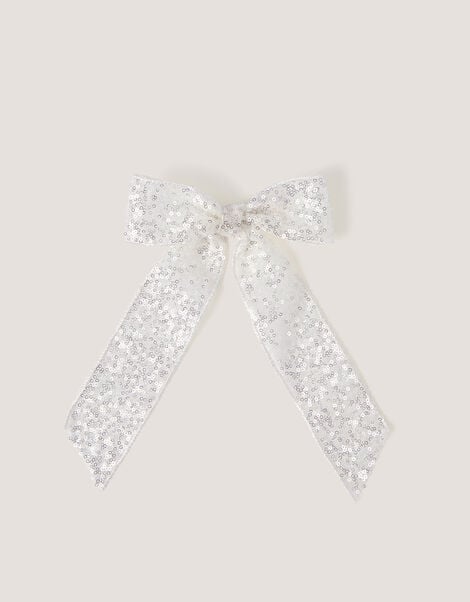 Sequin Bow Hair Clip, , large