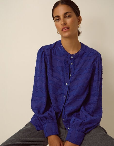Jane Jacquard Blouse, Blue (COBALT), large