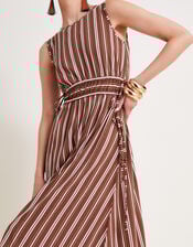 Stripe Jersey Dress, Brown (BROWN), large