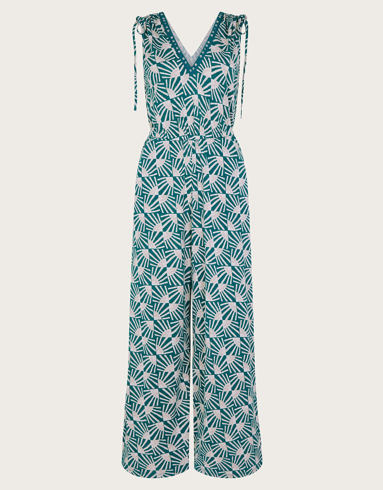 Rosana Sleeveless Print Jumpsuit Teal
