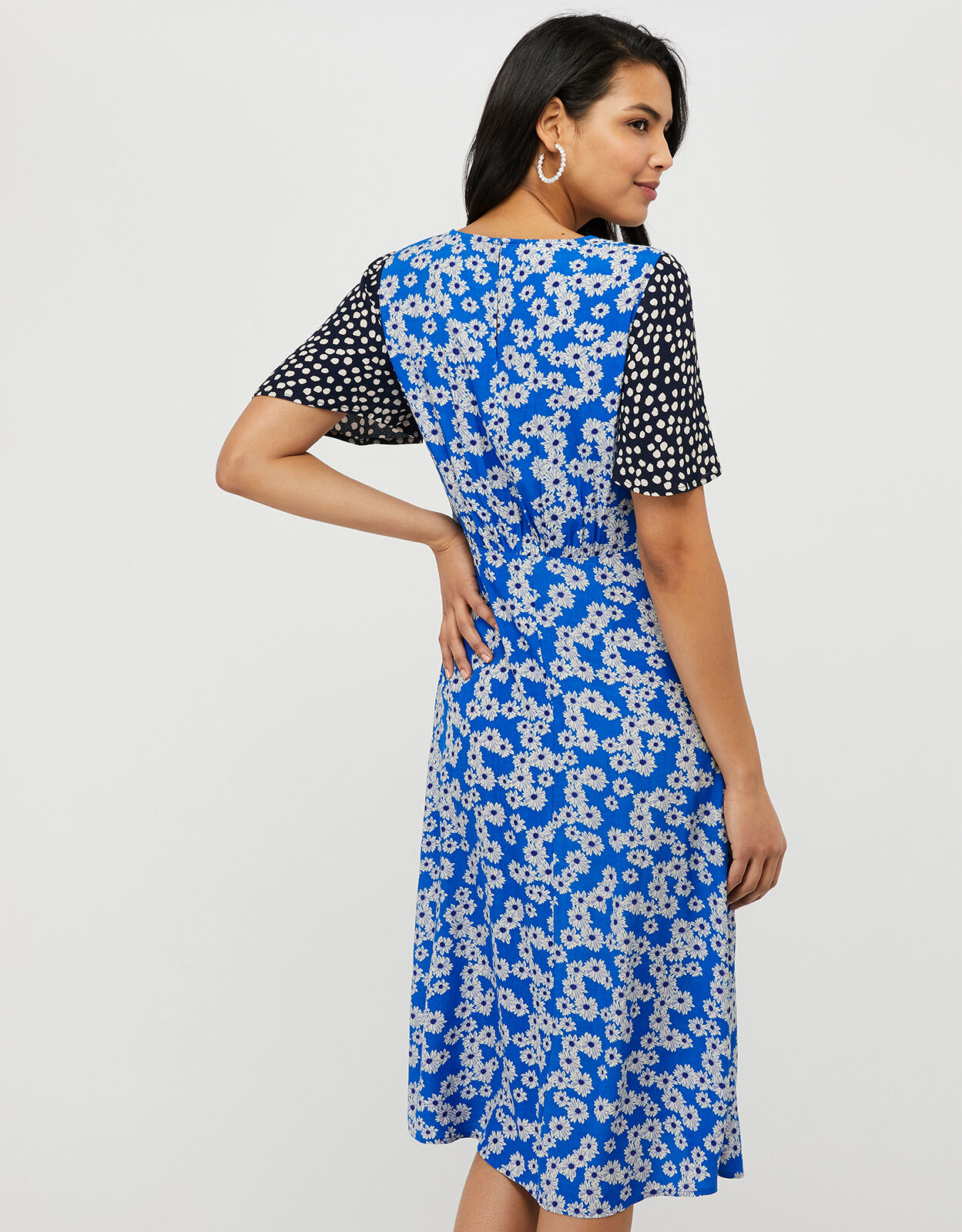 Delta Contrast Print Midi Dress Blue 