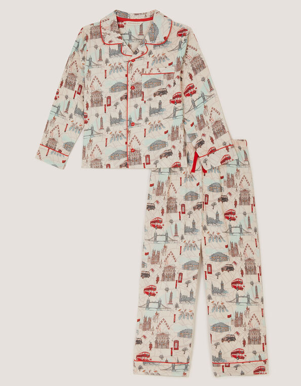 London Print Long Pyjamas Set, Cream (CREAM), large