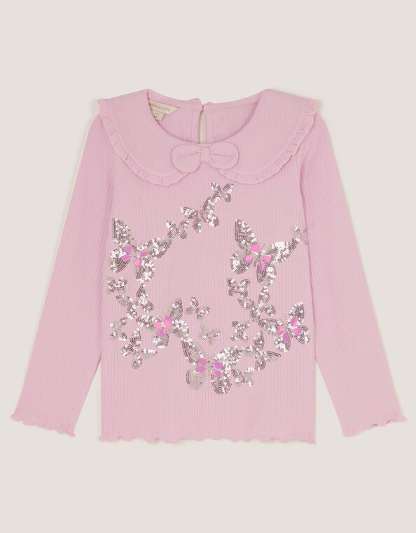 Sequin Butterfly Long Sleeve Top, Purple (LILAC), large