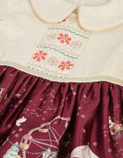 Baby Christmas Scene Dress & Headband, Red (BURGUNDY), large