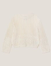 Cropped Knit Jumper, Ivory (IVORY), large