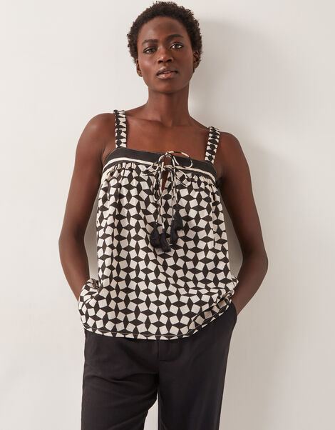 Geena Geometric Print Cami Top, Black (BLACK), large