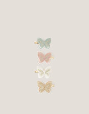 4-Pack Mini Embroidered Butterfly Hair Clips, , large