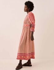 East Devyn Hand Woodblock Cotton Dress, Pink (PINK), large