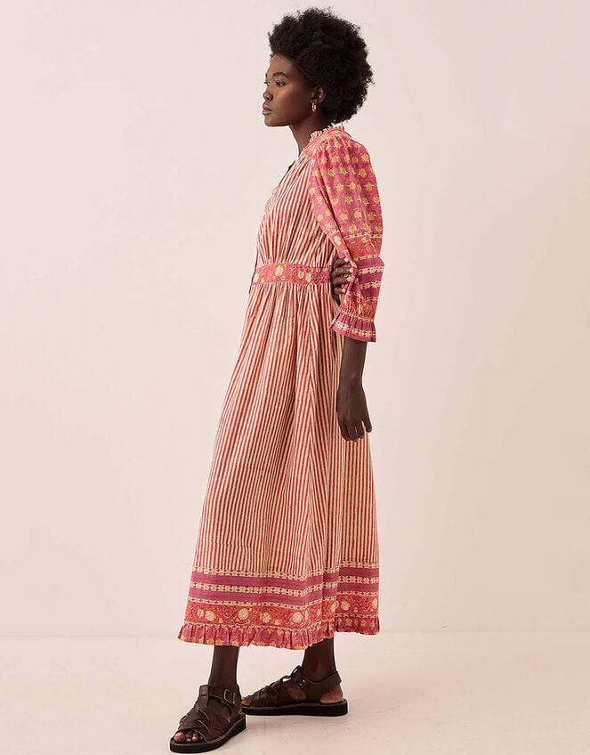 East Devyn Hand Woodblock Cotton Dress, Pink (PINK), large