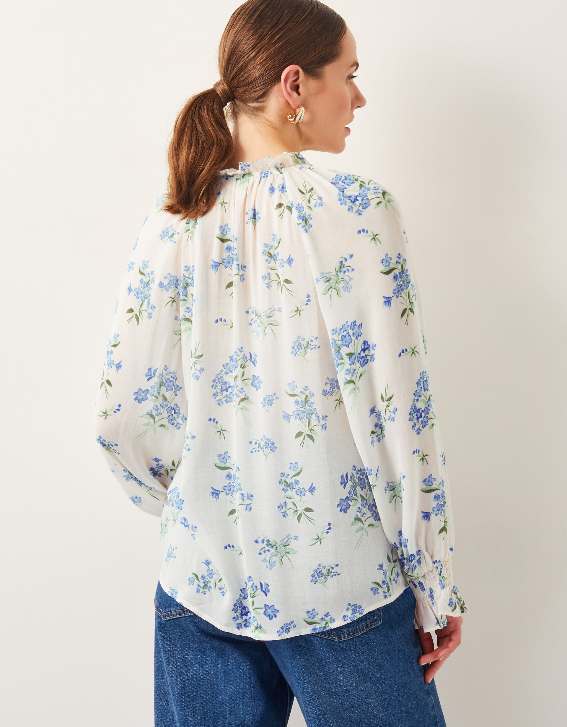 Sarah Sheer Floral Blouse Ivory