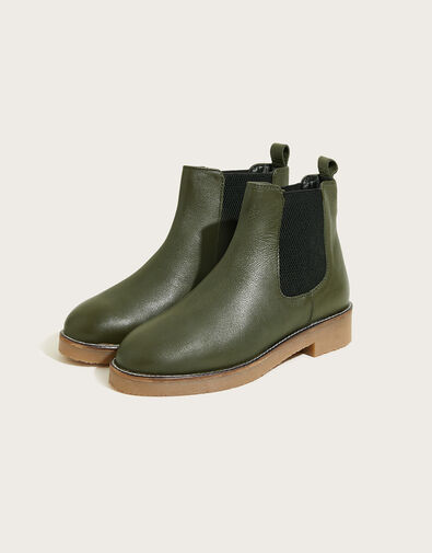 Chiswick Leather Chelsea Boots Green, Green (KHAKI), large