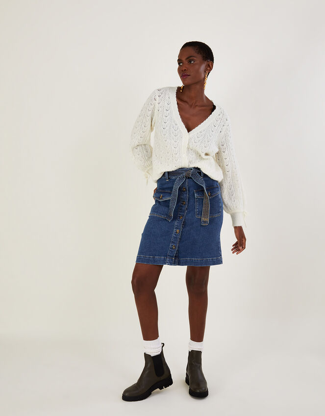 Supersoft Pointelle Cardigan with Recycled Polyester, Ivory (IVORY), large