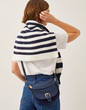 Petra Woven Satchel Crossbody Bag, Blue (NAVY), large