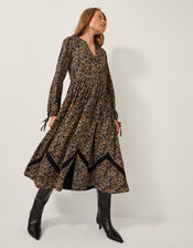 Mabel Floral Jersey Midi Dress, Blue (NAVY), large