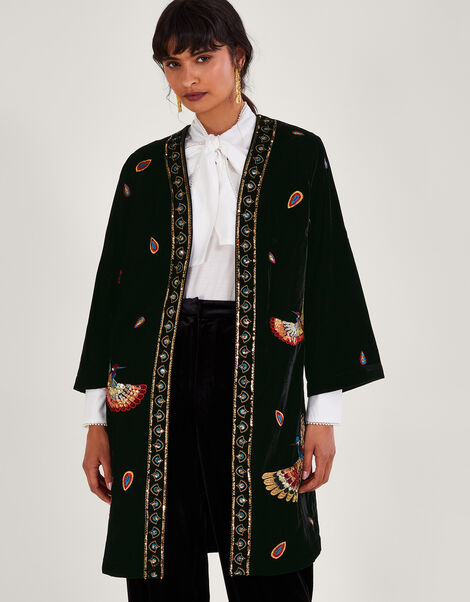 Baylie Embellished Velvet Kimono, Black (BLACK), large