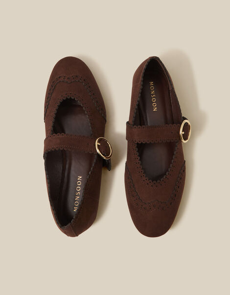 Hana Faux Suede Mary Jane Ballet Flats, Brown (CHOCOLATE), large