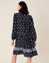 Heritage Print Dress in LENZING™ ECOVERO™, Blue (NAVY), large