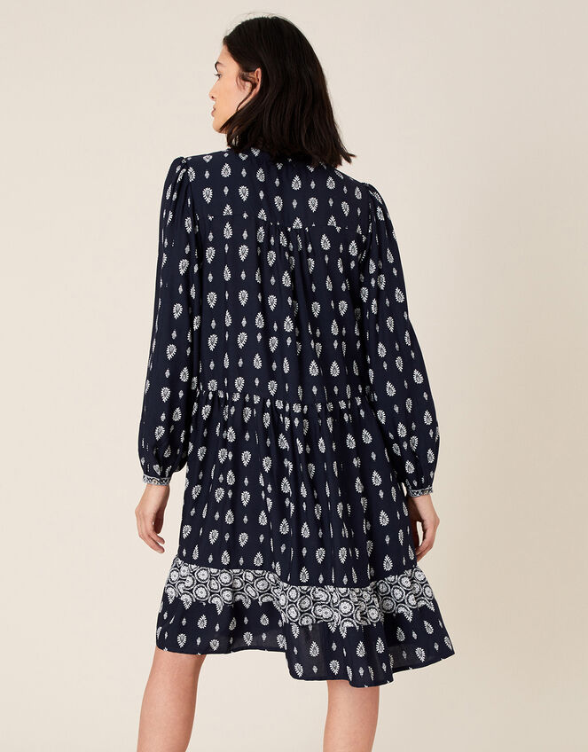 Heritage Print Dress in LENZING™ ECOVERO™, Blue (NAVY), large