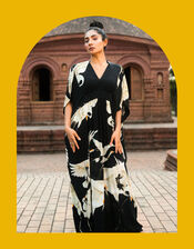 One Hundred Stars Stork Print Maxi Kaftan, , large