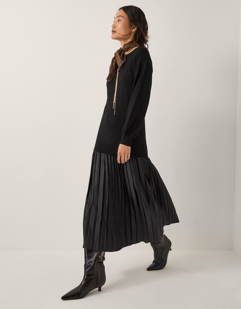 Fia Jumper Pleated Midi Dress, Black (BLACK), large