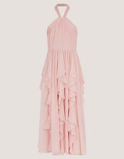 Arizona Halter Ruffle Prom Dress, Pink (PALE PINK), large