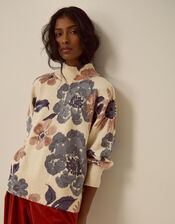 Olive High Neck Floral Jumper, Ivory (IVORY), large