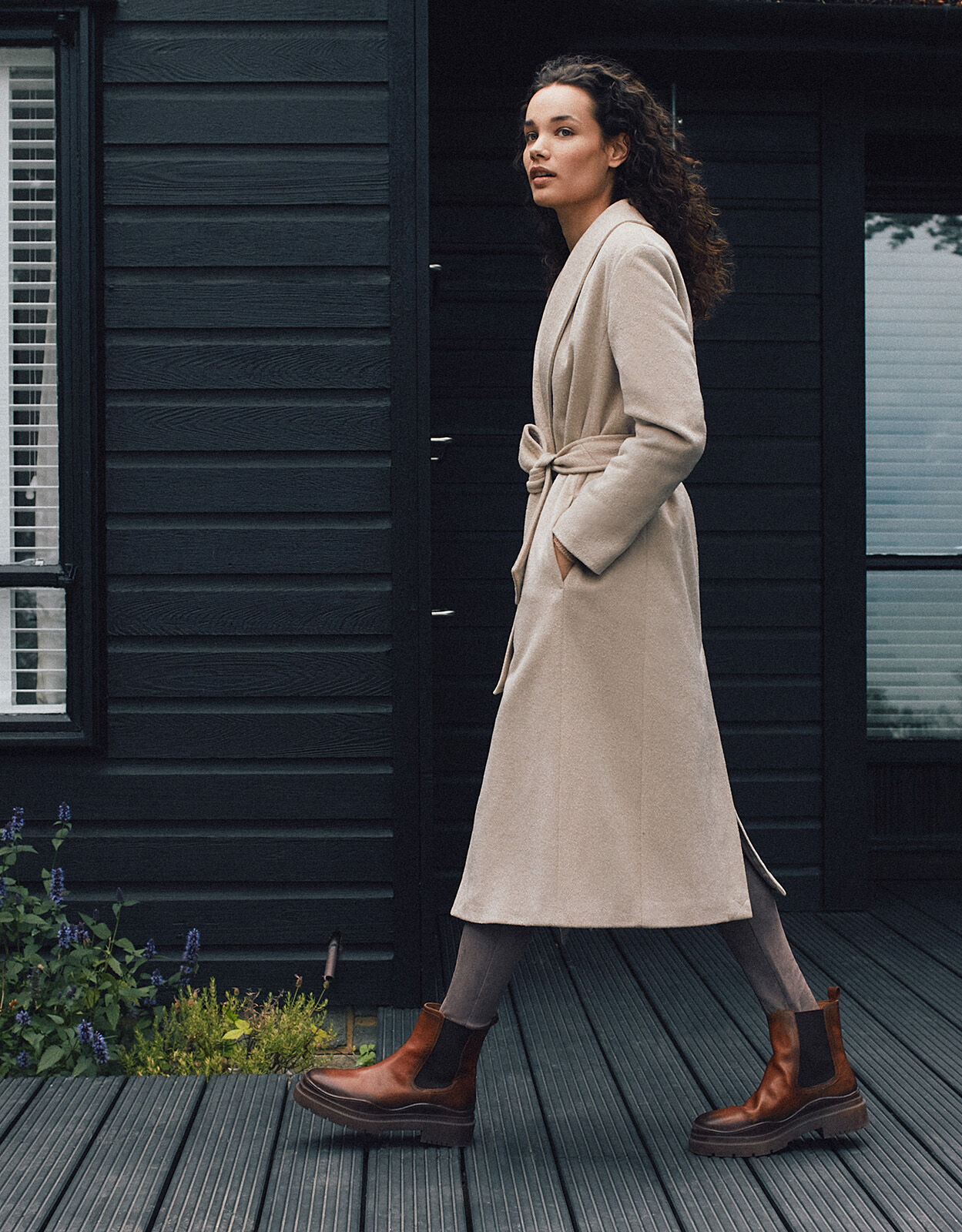 Monsoon camel coat top