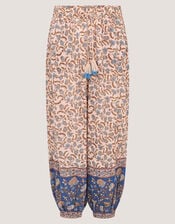 Ari Floral Harem Trousers, Blue (BLUE), large