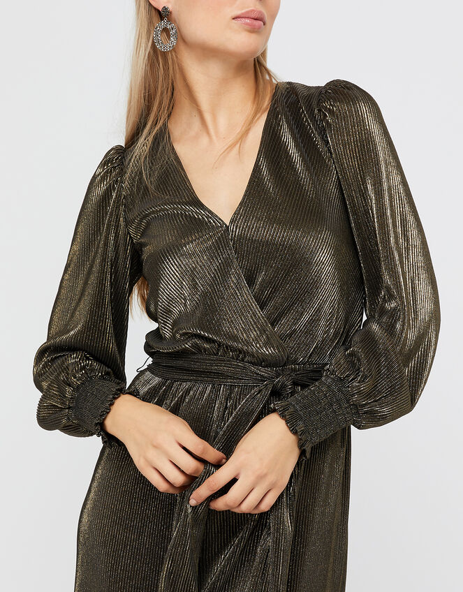 Lillian Plisse Jersey Jumpsuit, Gold (GOLD), large