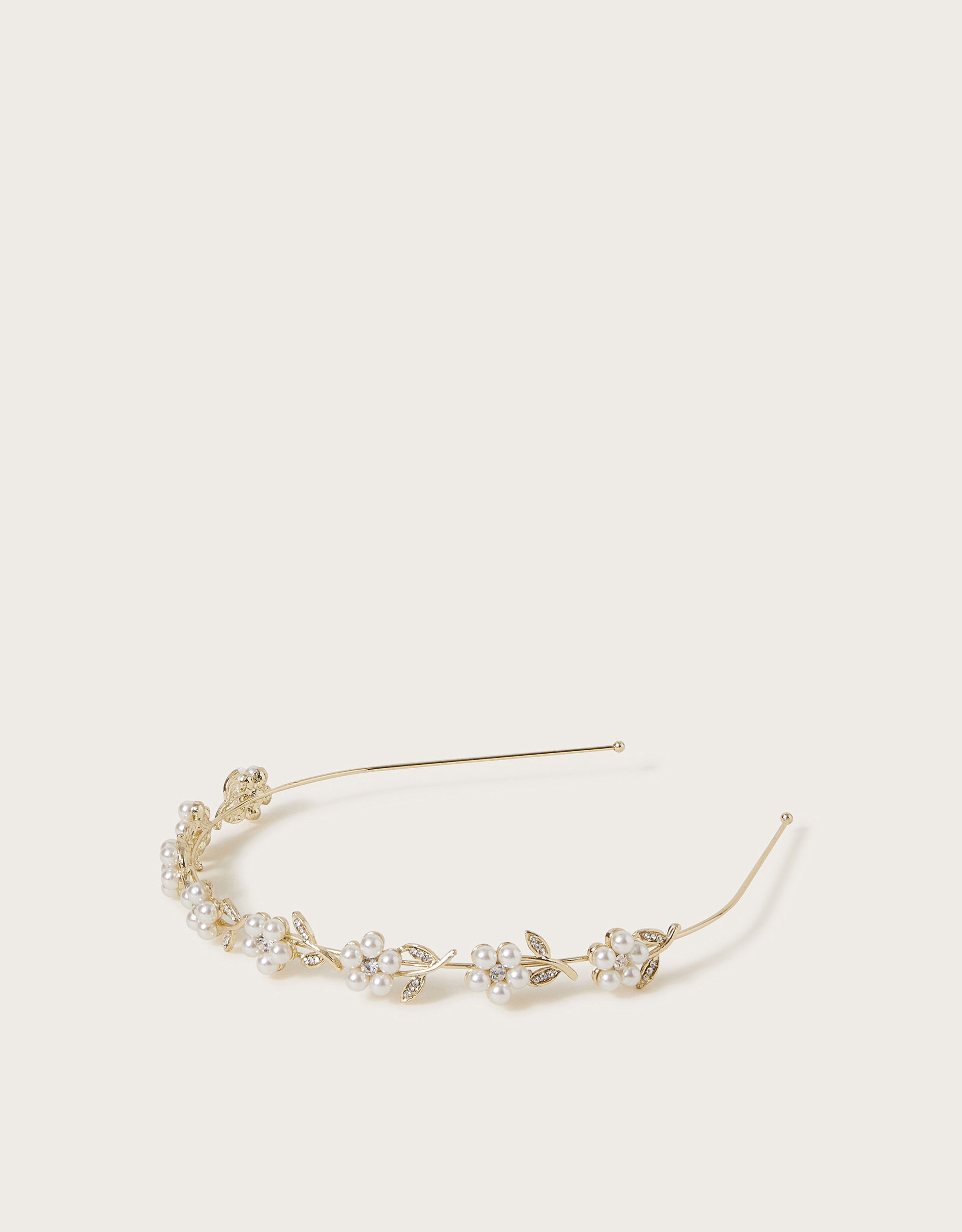 Pearly Flower Girl Metal Headband, , large